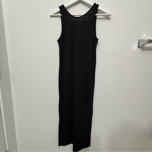 H&M Black Long Jersey Maxi Dress with Bottom Side Slits and Open Back (Size 2)